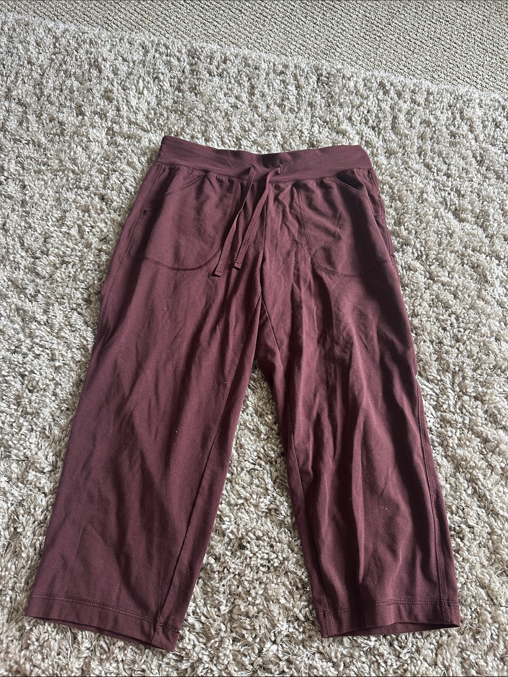 Athletic Works Women's Burgundy Lounge Cropped Pajama Pants